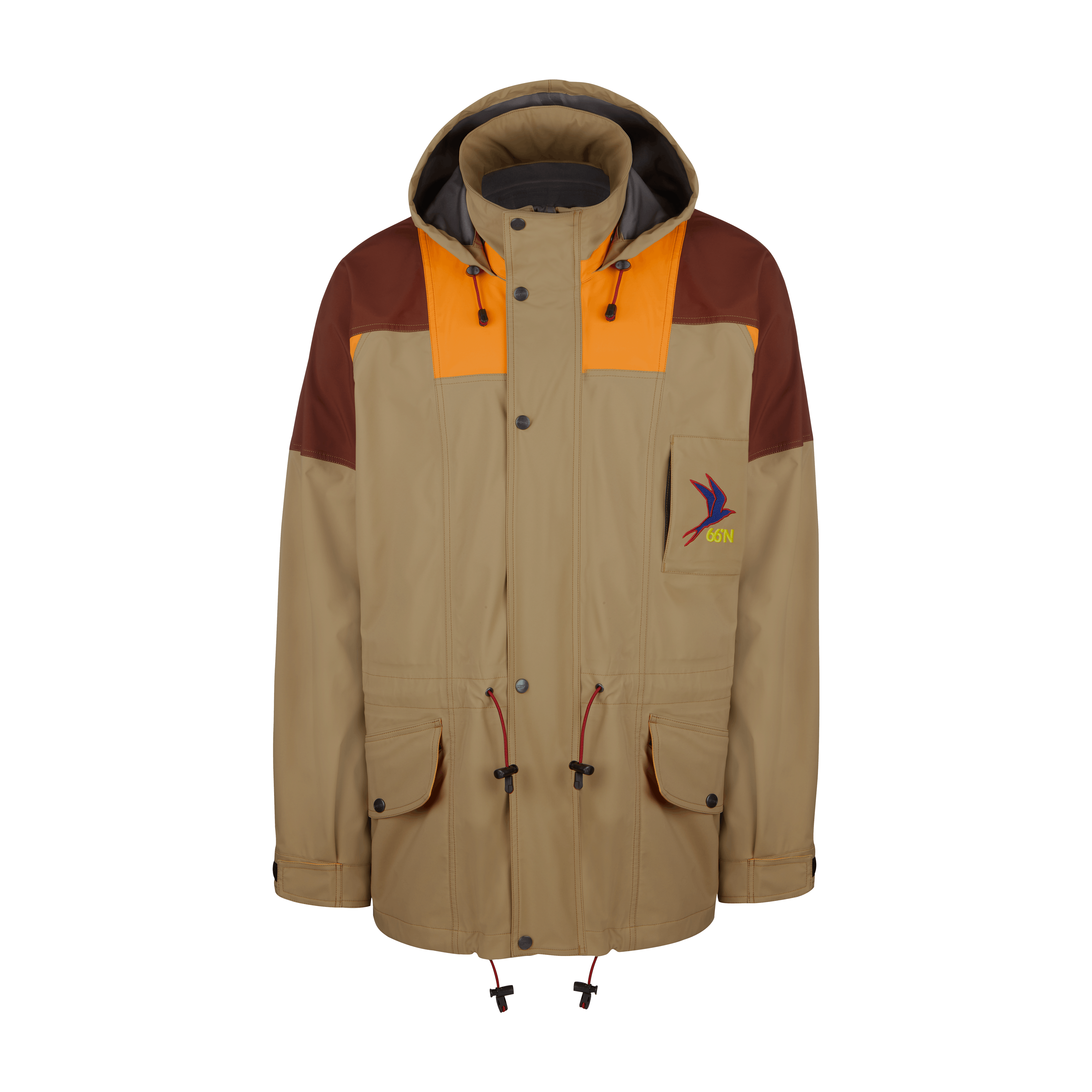 66 North Men's Kría Jackets & Coats - Camel / Oxblood / Poppy - Xs/s